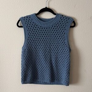 Madewell Blue Knit Sleeveless Tank Top